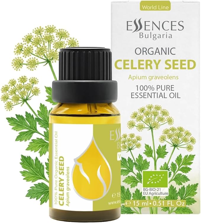 Essences Bulgaria Organic Celery Seed Essential Oil 0.51 Fl Oz | 15ml | Apium graveolens | 100% Pure | Natural | Undiluted | Therapeutic Grade | Aromatherapy | Cosmetics | Cruelty Free | Vegan