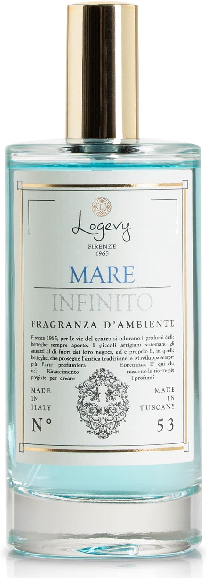 Logevy Firenze 1965 Mare Infinito – Infinite Sea Luxury Home Fragrance Spray from Master Perfumer in Italy with Refreshing Notes to Captivate the Senses & Enliven Any Room – 100ml