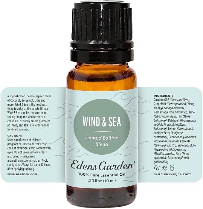 Edens Garden Wind & Sea Essential Oil Blend- 100% Pure Premium Grade, Undiluted, Natural, Therapeutic, Aromatherapy, The Best for Diffusing, Candle, Laundry, Humidifiers 10 ml (.33 fl oz)