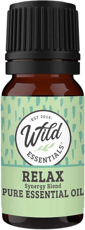 Wild Essentials Silver Aum Essential Oil Diffuser Necklace Gift Set with Inner Calm & Relax Oils – Nickel Free Alloy Pendant with 5 Black Pads – USA Made Oils & Perfume Necklace – Family Company