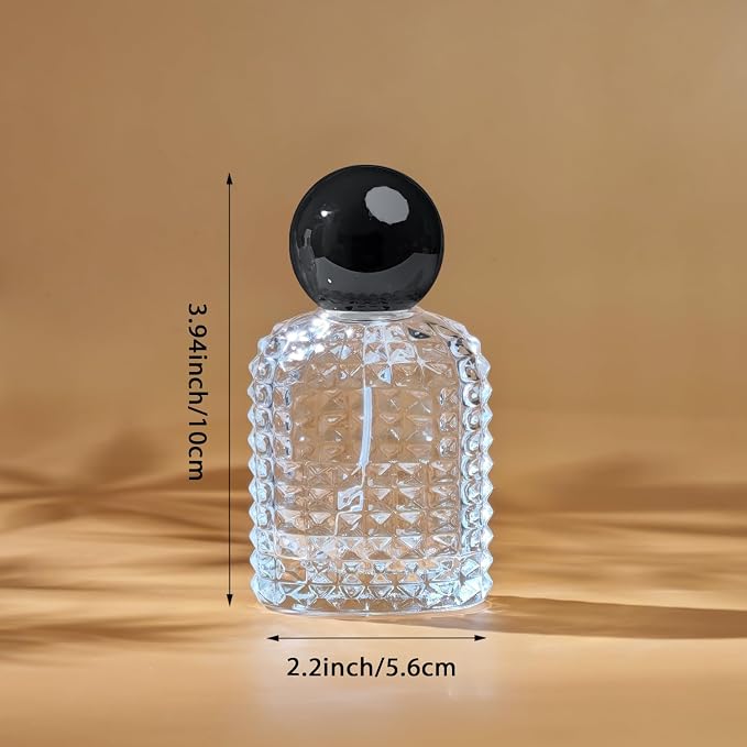 50ml/1.7 Oz Glass Spray Bottle Perfume Atomizer,Vintage Glass Perfume Travel Refillable Spray Bottle Empty with 3 Kinds of Dispenser (Black)