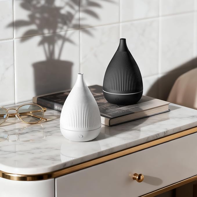 Ultrasonic Essential Oil Diffuser, Home Fragrance Aroma Diffuser with Auto Shut-Off, Color Change Night Light & Ultra-Quiet Operation, BPA-Free Portable Aromatherapy Humidifier for Home (Black)