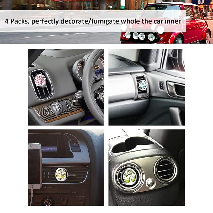 Maromalife 4 PCS Car Vent Clip Diffuser Clip, 30mm Aromatherapy Essential Oil Diffuser Car Clip with 40 Felt Pads, Gift for Women/Men, Mothers Day, Christmas, Birthday