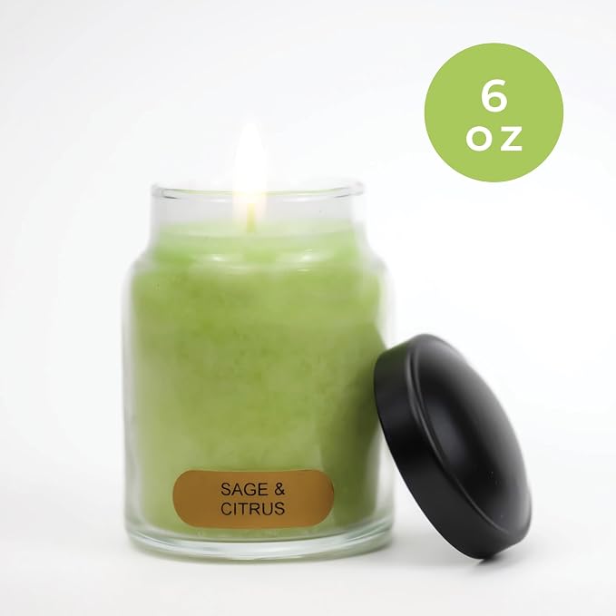A Cheerful Giver - Sage & Citrus Baby Scented Glass Jar Candle (6oz) with Lid & True to Life Fragrance Made in USA
