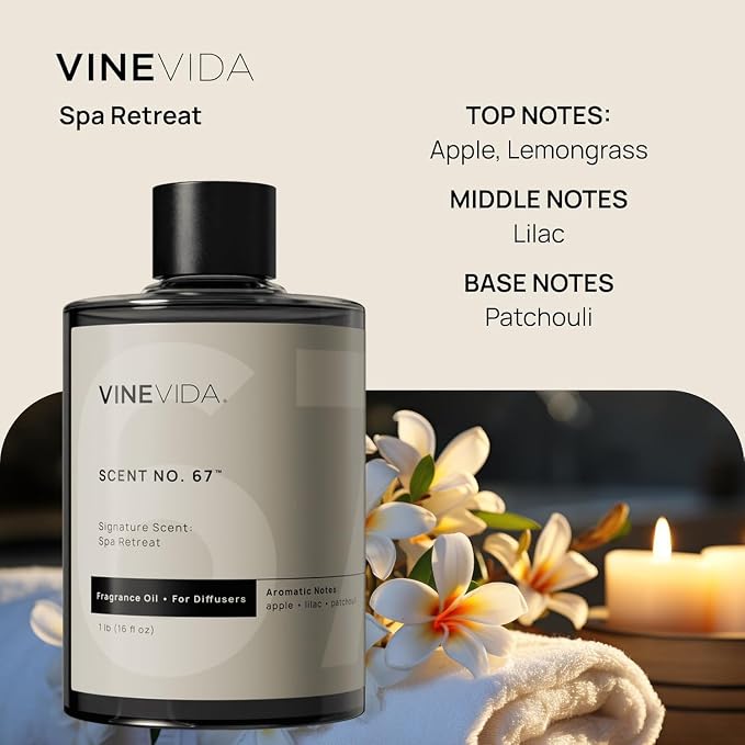 VINEVIDA [16 Fl Oz] Spa Retreat Fragrance Oil for Cold Air Diffusers - Essential Oils for Diffuser Oil Refill & Air Freshener Room Spray