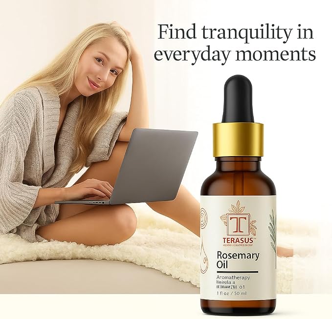 Rosemary Essential Oil for Hair & Scalp – 100% Pure, Steam Distilled, Undiluted – 30ml Glass Bottle for Diffuser & Aromatherapy