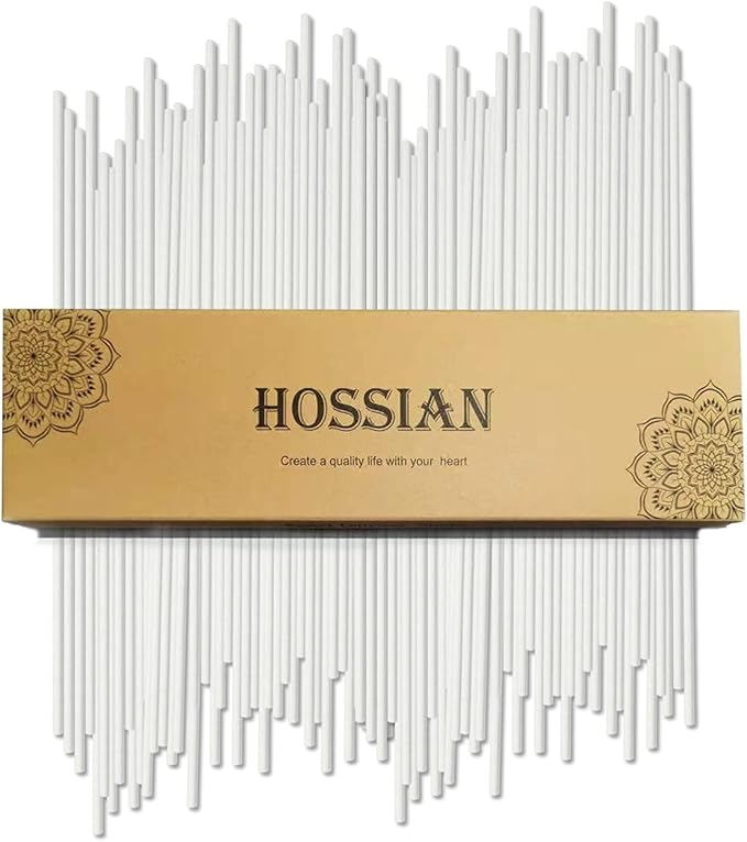 HOSSIAN 50pcs Reed Diffuser Sticks - Wood Rattan-Reed Sticks -Essential Oil Aroma Diffuser Sticks- Spa-Aromatherapy(7.5"/19cm) (White 7.5"/19cm)