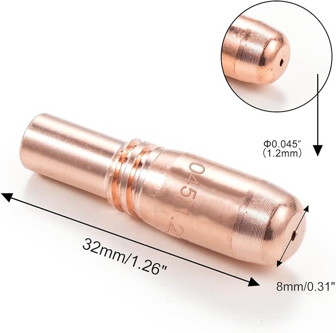 MIG Welding Contact Tips .045"(1.2mm) T-A045CH For Bernard Acculock-S Used With D-MA250 Gas Diffuser (20-PK)