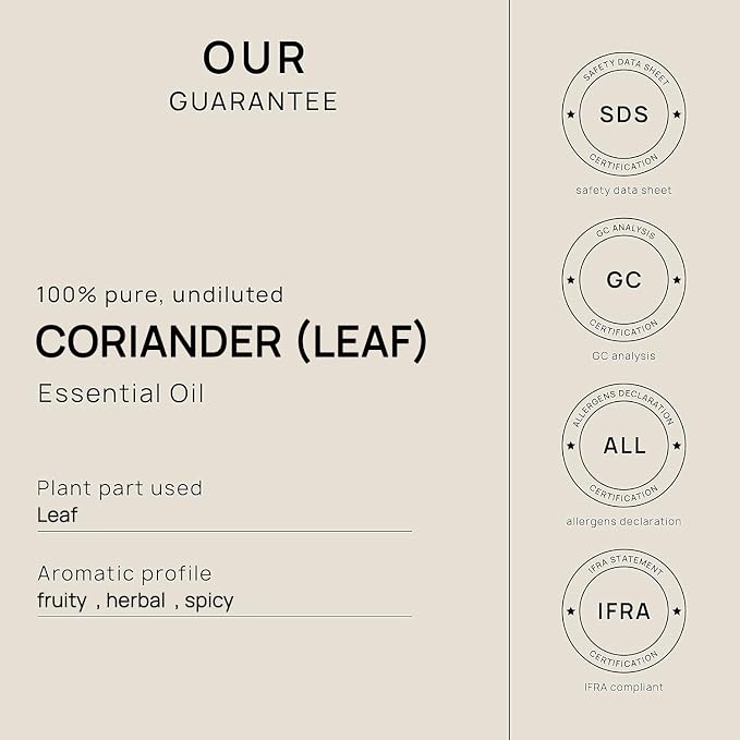 VINEVIDA Coriander (Leaf) Essential Oil - Gallon Coriander (Leaf) Oil Undiluted - Bulk Gallon Essential Oil for Soap Making Safe for Skin - DIY Candle Scents for Candlemaking Scents - 8 lbs