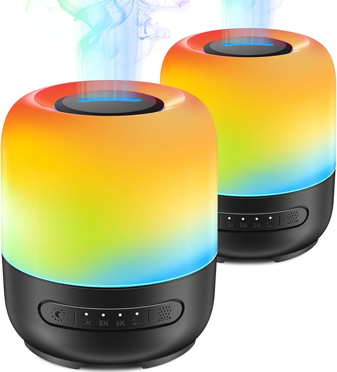 Essential Oil Diffuser, 300ml Ultrasonic Aromatherapy Oil Diffuser & Humidifier with 7 Color Night Lights, Quiet 20dB Operation for 12 Hours, for Home, Bedroom, Office (2)