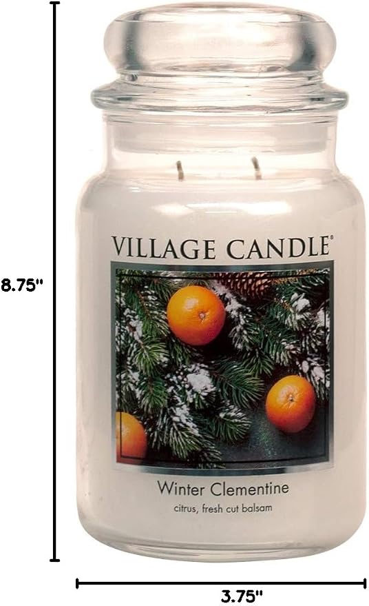 Village Candle Winter Clementine Large Apothecary Jar, Scented Candle, 21.25 oz.