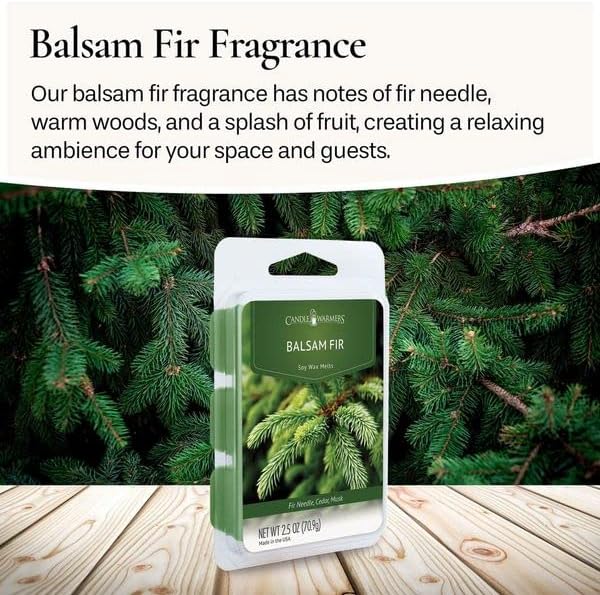 Candle Warmers Etc Classic Wax Melts 2.5oz, Balsam Fir Fragrance (4-Pack) – Each Pack has x4 2.5 oz Wax Melts and 30 Hours of Fragrance – Perfect for bedrooms, Living Rooms, and bathrooms