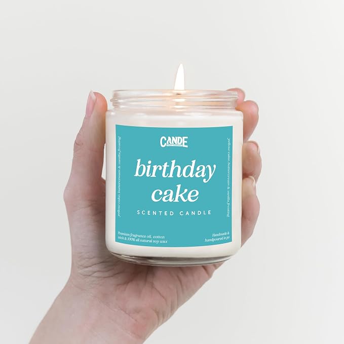 CE CRAFT Scented Soy Wax Candle for Home, Luxury Scented Soy Jar Candle, Hand Poured in The USA, Highly Scented & Long Lasting for Home, Mom, Women, Birthday Gift (Birthday Cake)