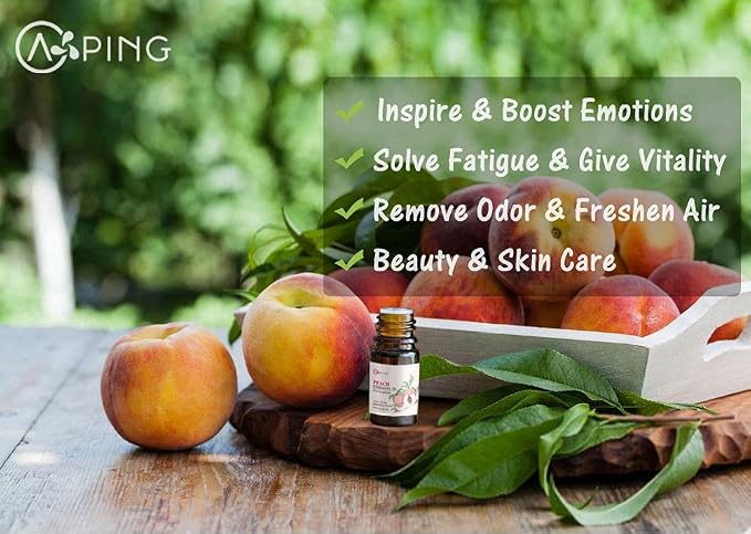Peach Essential Oil - 100% Pure Organic Natural Plant (Prunus persica) Peach Oil for Diffuser, Aroma, Spa, Massage, Yoga, Perfume, 0.33oz