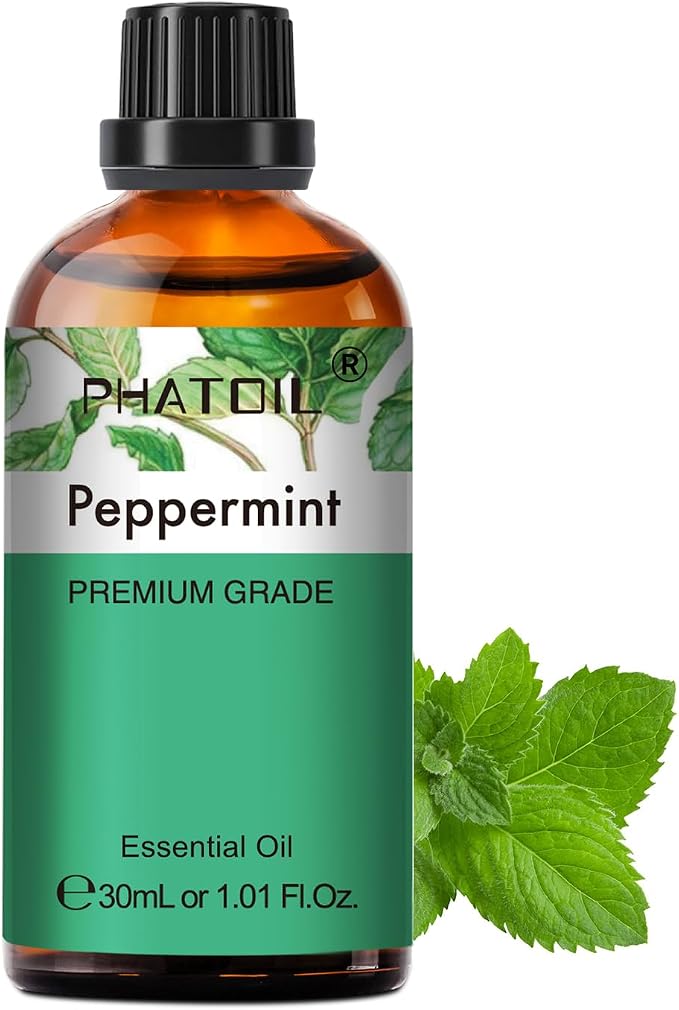 Peppermint Essential Oil, 1.01Fl.Oz (30ML) PHATOIL Pure Essential Oil Singles for Aromatherapy Diffusers, Humidifiers, Great for DIY Candle and Soap Making, Gift for Friend