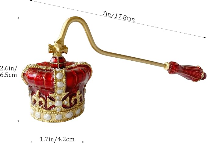 Red Crown Candle Snuffer, Hand-Painted Metal Candle Extinguisher with Non-Slip Handle, Elegant Decorative Candle Tool for Hanukkah, Christmas, Birthdays