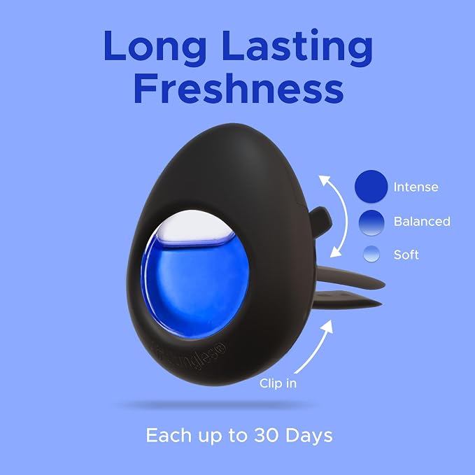 Air Jungles Car Air Freshener Vent Clip 3 Count (Pack of 2), Ocean Scent, 4 ml Each, Long-Lasting Car Odor Eliminator, Easy Clip-On Design, Up to 180 Days Freshness for Cars, Trucks, and SUVs