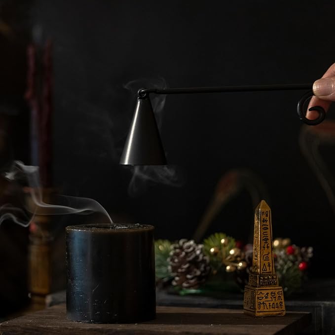 Iron Vintage Black Candle Snuffer, 9.37 Inch Long Handle with 1.57 Inch Bell, Home Decor