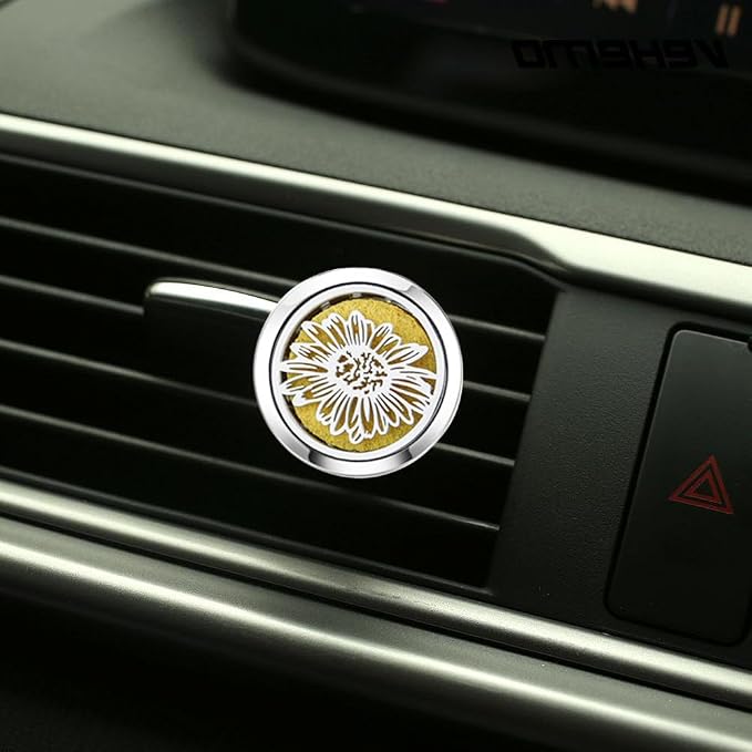 Sunflower Essential Oil Car Diffuser Vent Clips Car Diffuser Aromatherapy Vent Clip Air Freshener Car Accessories for Women with 10 Refill Pads