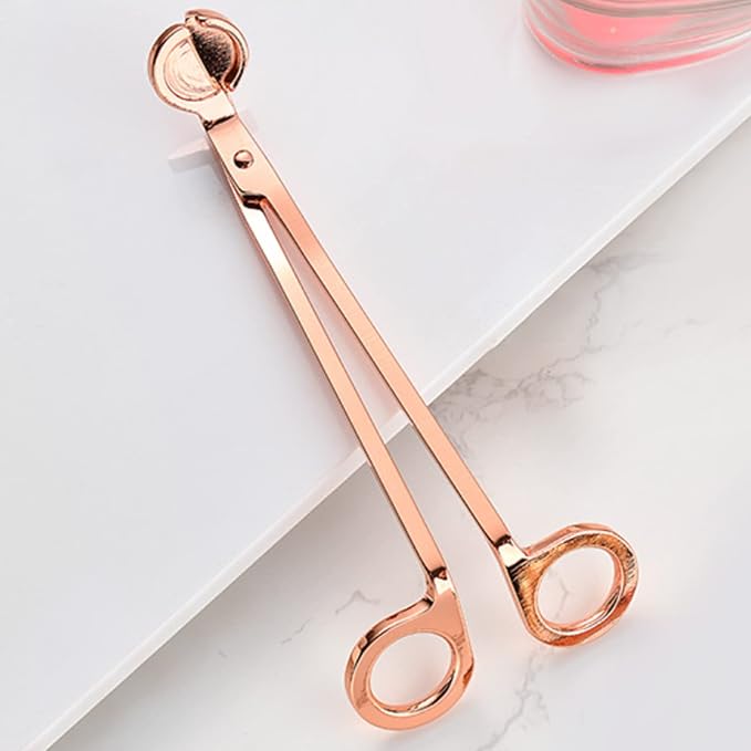 2pcs Candle Wick Trimmer, Polished Wicker Scissors, go deep into The Candle to Cut Spent Chips, Allow The Cleaner to Burn and Prevent Smoke buildup (Rose Gold)