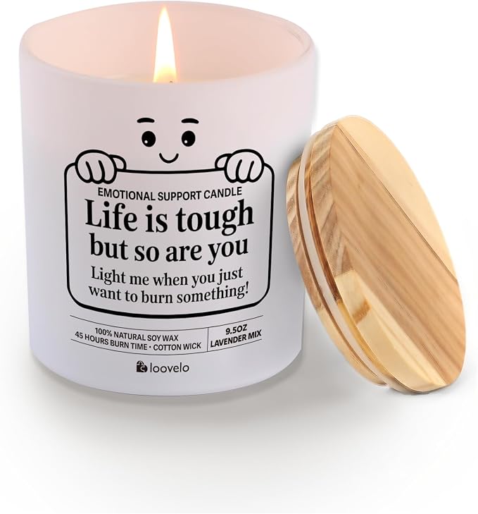 Emotional Support Candle Inspirational Gifts for Friends Motivational Positive Affirmation Cheer Up Gifts Home Office Scented Jar Candles Lavender Scent Soy Wax 9.5 oz