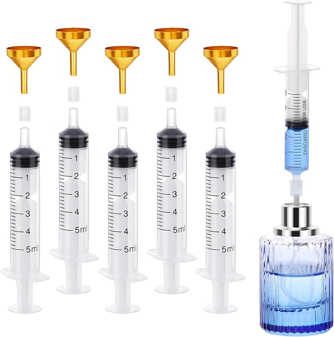 Segbeauty 10pcs Perfume Travel Refill Tools, 5ml Plastic Perfume Extractor Dispenser Refill Tool Transfer Tools Set for Refill Perfume, Large Funnel for Refillable Cologne Perfume Atomizer