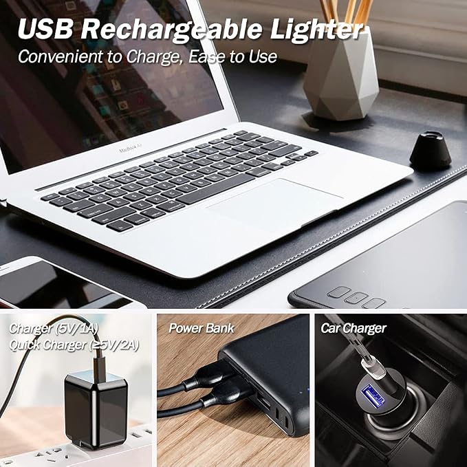 Candle Lighter, Electric Rechargeable USB Arc Windproof Flameless Plasma Lighter Long Stick with Rope and Ring, No Butane Fluid, Perfect for Candle BBQ Camping Kitchen Stove, Pink
