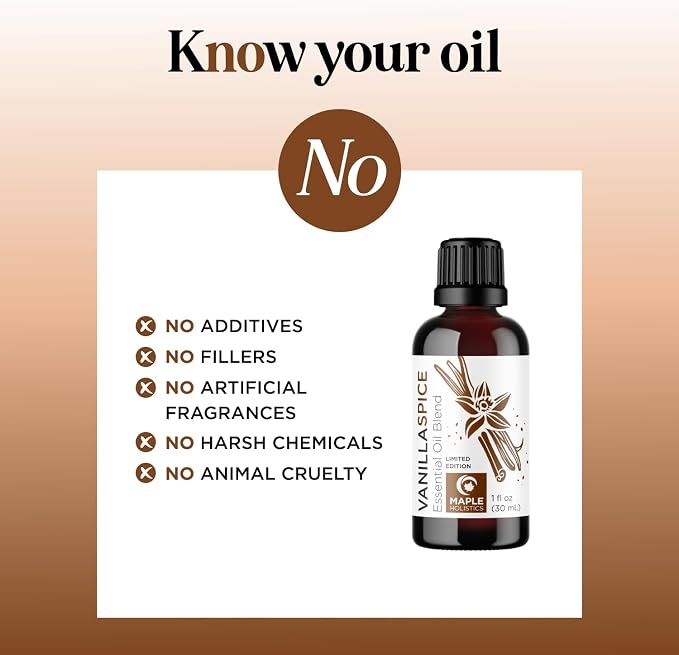 Vanilla Essential Oil Blend for Diffusers - Vanilla Spice Aromatherapy Essential Oil for Diffusers Baths Candles Soaps & DIYs Made with 100% Pure Oils Nutmeg Cinnamon Cardamom & Clove