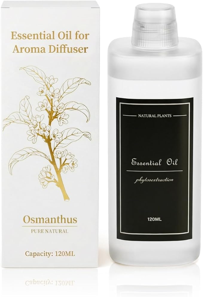 4.06 fl oz (120ml) Diffuser Oil for Home Fragrance Diffusers (M60), Plant-Based & Alcohol-Free, Hotel Scent Essential Oil for Bedroom, Bathroom, Office, Car, Office (Osmanthus)