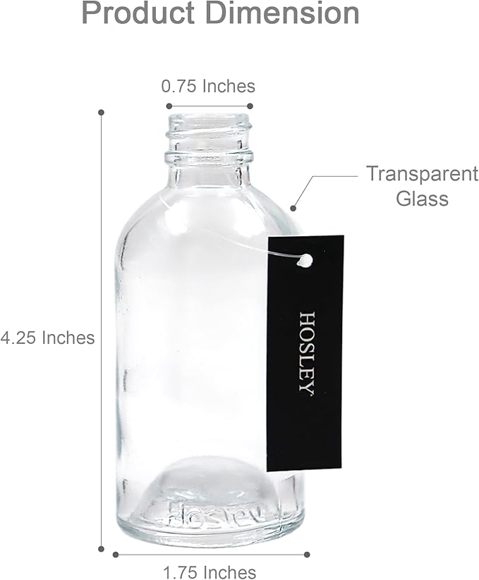 Hosley Reed Diffuser Bottles Set of 4 (85 ml) – Refillable Glass Empty Bottles for Essential Oils, Home Fragrance, Aromatherapy & Décor