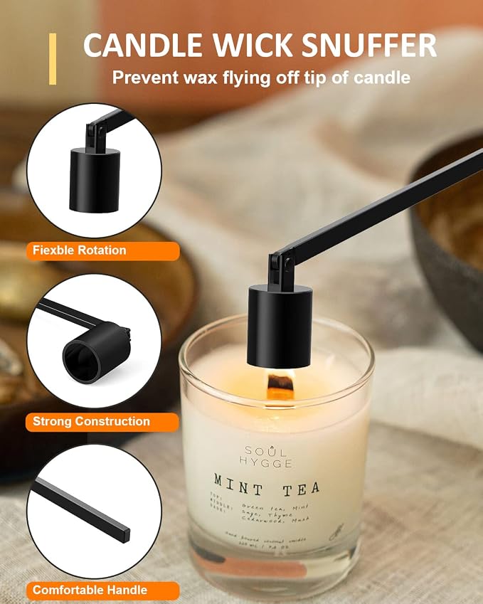 4 in1 Candle Accessory Set - Wick Trimmer, Candle Snuffer, Wick Dipper, Candle Lighters-Stainless Steel Care Kit for Candle Lover