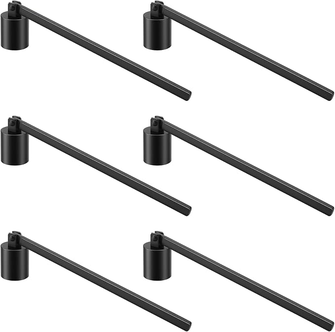 6 PCS 6.3 Inch Candle Snuffer Accessory, Stainless Steel Black Candle Extinguisher with Long Handle and Straight Tube, Candlesnuffers Extinguish Candle Wicks for Tea Light Candles