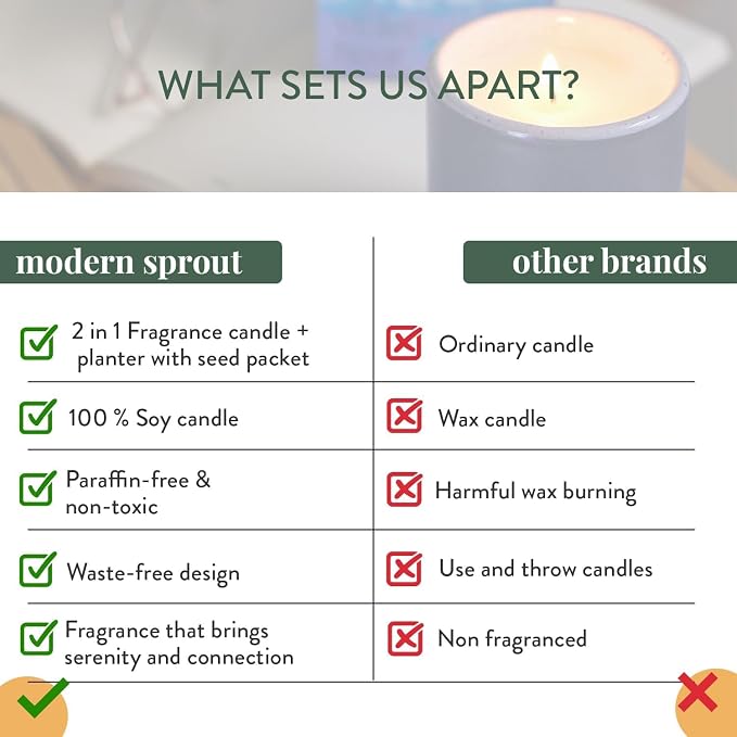 Modern Sprout - 2-in-1 Soy Candle & Planter - 3-Pack Indoor Set (Violet Hour, in The Weeds, Golden Moments) 6 Oz Scented Candles with Lavender, Sage & Mint Seeds – 38–40 Hr Burn Each