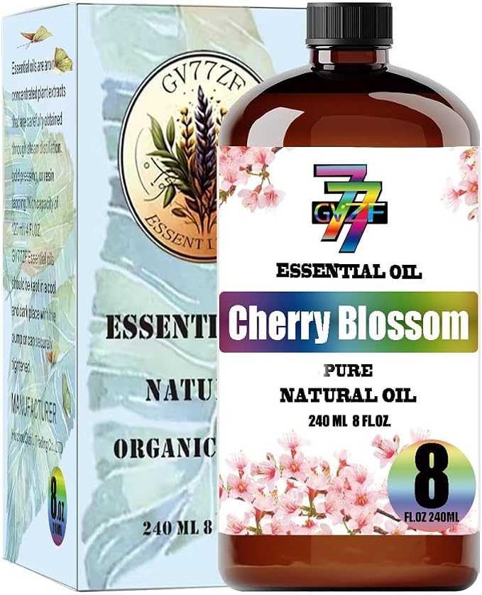 Cherry Blossom Essential Oil, Cherry Blossom Oils, for Diffuser, Humidifier, DIY Candles, Soap, Bedroom, Gift, Essential Oil, GV77ZF Cherry Blossom Fragrance Oil - 8 fl oz (240 ml)