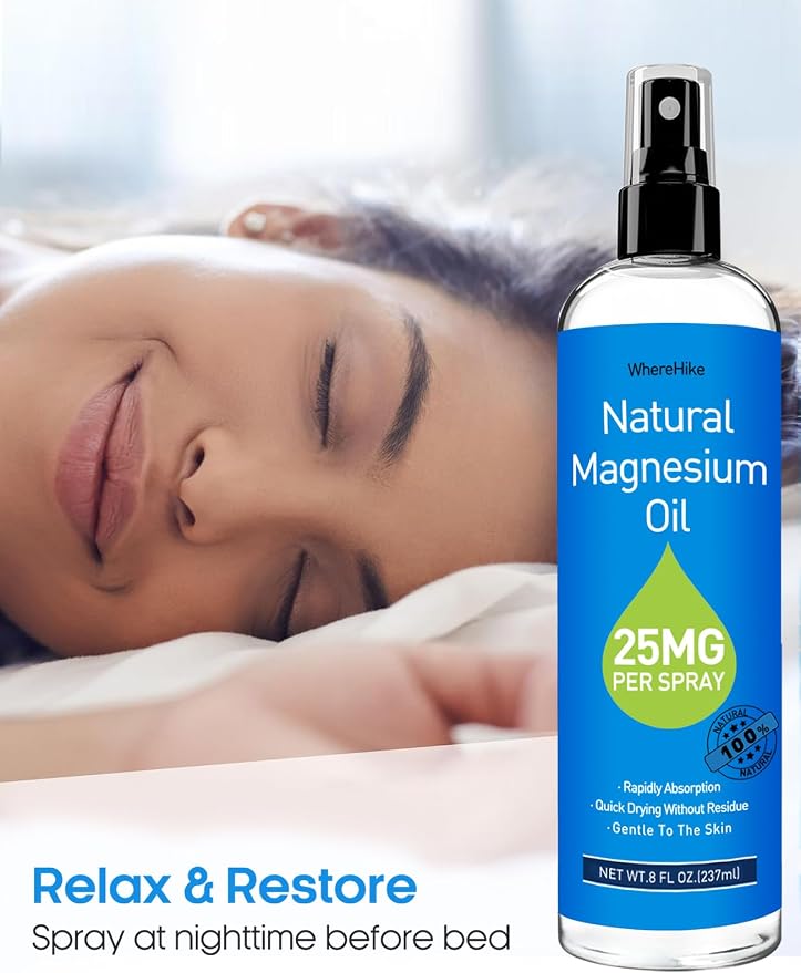 Stilip Magnesium Spray, Pure Magnesium Oil Spray for Feet,Ideal Gift for Muscle Relaxation&Better Sleep,Rapid Absorption,Quick Drying Without Residue-Unflavored.