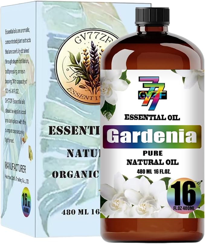 Gardenia Essential Oil, Gardenia Oils, for Diffuser, Humidifier, DIY Candles, Soap, Home, Office, Yoga, Massage, Gift, Essential Oil, GV77ZF Gardenia Fragrance Oil - 16 fl oz (480 ml)