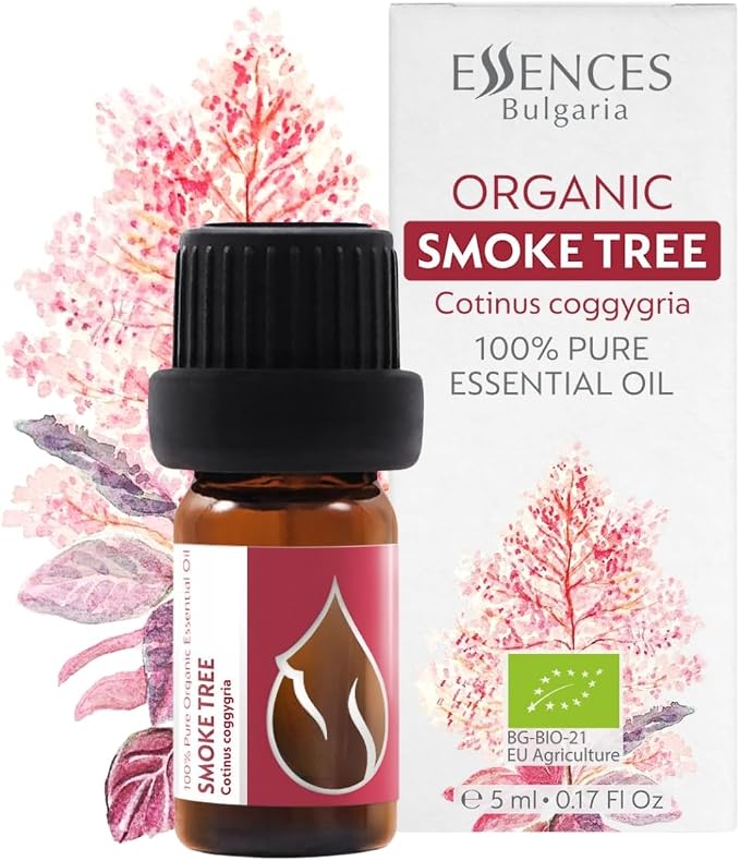 Essences Bulgaria Organic Smoke Tree Essential Oil 1/6 Fl Oz | 5ml | Cotinus coggygria | 100% Pure and Natural | Undiluted | Therapeutic Grade | Family Owned Farm | Steam-Distilled | Non-GMO | Vegan