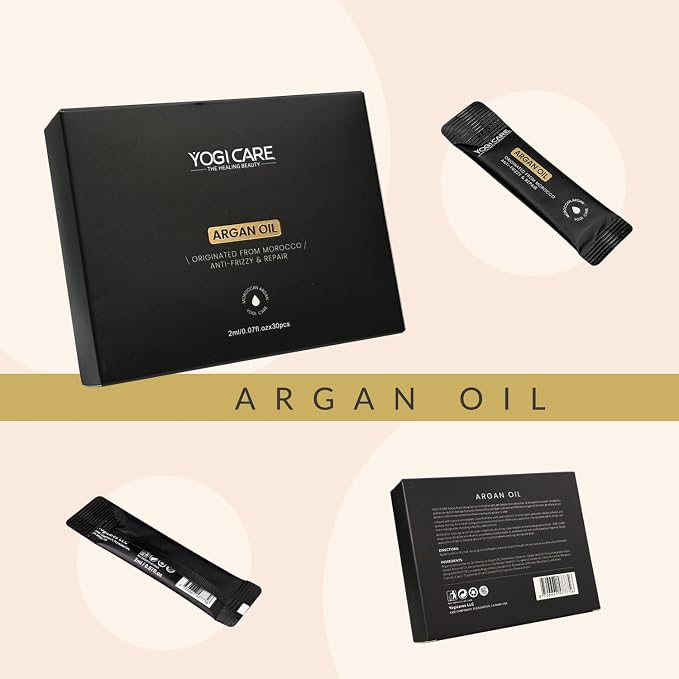 30PCS Mini Moroccan Argan Oil Hair Oil (2ml Each) – Travel Size Hair Serum for Frizzy Hair & Dry Damaged Hair, All Hair Types, Contains Vitamin E, Perfect for Business Trips, Holiday Gifts, Daily Use