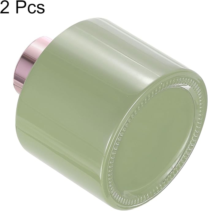 HARFINGTON 2pcs Empty Glass Diffuser Bottle 140ml/4.7oz Refillable Fragrance Accessories Aromatherapy Jar Container for Replacement Reed Diffuser DIY Home Bathroom Green with Gold Tone Cap