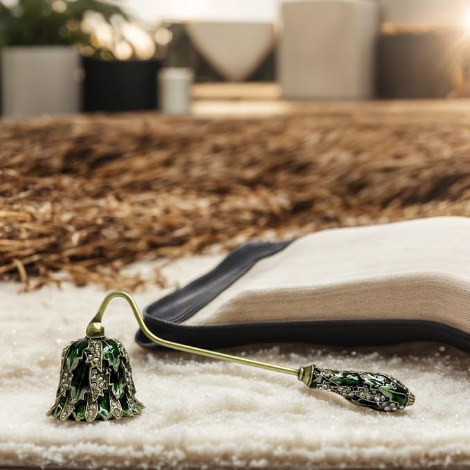 Candle Snuffer Vintage Unique Candle Extinguisher Snuffer with Long Handle Decorative Candle Extinguisher Metal Candle Stopper Candle Accessories Gift (Green)