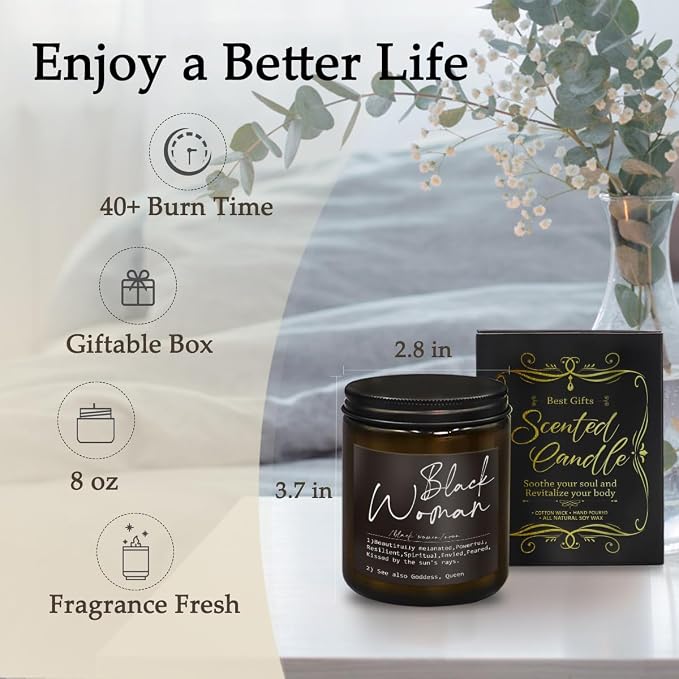 Black Women Definition African American Gifts for Black Women, Gifts for Black Women Black Girls, African American Women Gift, Cedar Scented Candles,8 oz