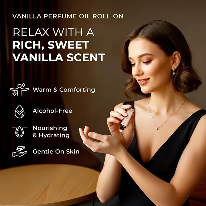 Vanilla Essential Oil Roll on & Vanilla Essential Oil for Skin - Aromatherapy Grade Essential Oils Set - 2x0.34 Fl Oz - Gya Labs