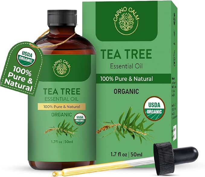 Tea Tree Oil for Skin– 100% Pure Organic Tea Tree Essential Oil for Face, Scalp, Nails, and Toenail – Therapeutic Grade Tree Tea Oil for Hair Growth & Acne | 1.7 fl. oz