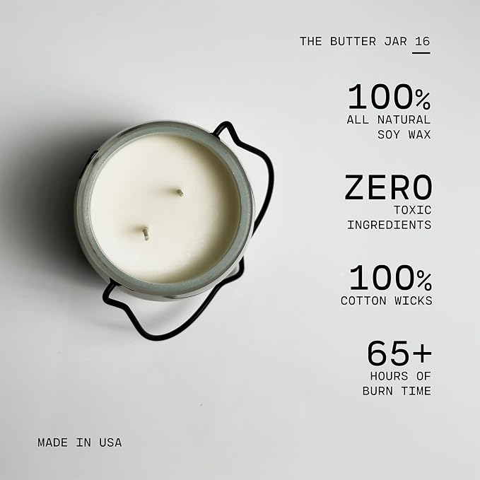 Milkhouse Candle Company Pineapple Gelato Soy Candle - Pineapple | Coconut | Vanilla Bean Scented - 16 oz Butter Jar with Lid, 65+ Hour Burn Time, Made in the USA