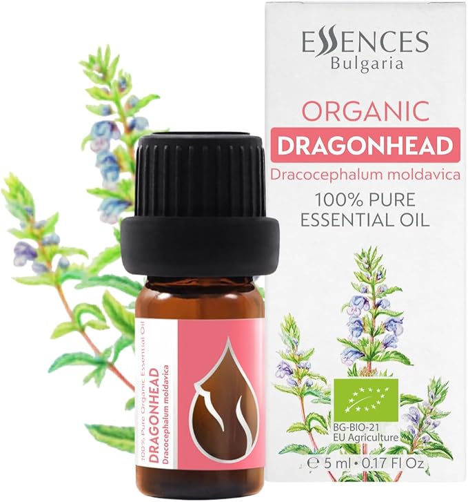 Essences Bulgaria Organic Moldavian Dragonhead Essential Oil 1/6 Fl Oz | 5ml | Dracocephalum Moldavica | 100% Pure and Natural | Undiluted | Therapeutic Grade | Family Owned Farm | Steam-Distilled