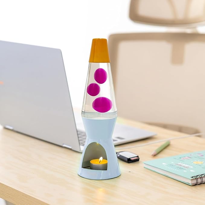Fisura - Magma lamp with Candle for Adults Without Electricity. Candle lamp, Friendly with the Nature Lamps. Original Gift. 11.4 in x 3.3 in (Candles not Included) (Candle, Pink, Blue & Orange)