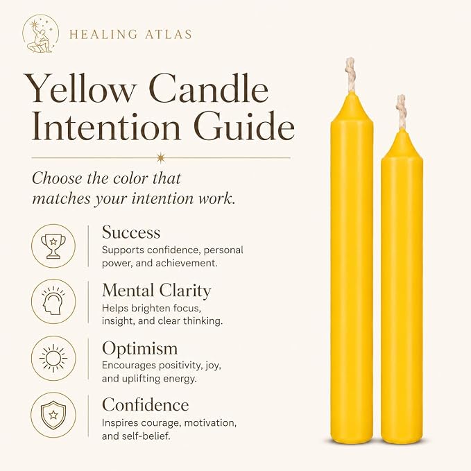 6 Inch Taper Candle 6 Pack Spell, Wicca, Santeria, Energized Candles Velas de 6 Pulgadas Paquete de 6 Velas (Yellow (6 Pack))