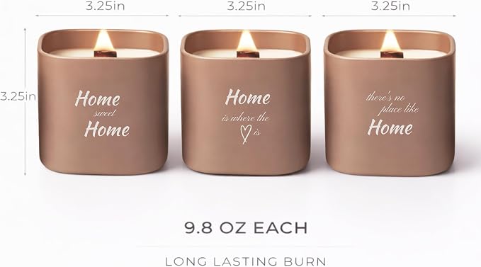 Set of 3 Premium Scented Soy Candles Gift Set | Home Collection – White Musk, Bamboo Forest & Peony Garden | Crackling Wood Wick | Luxurious Candles for Relaxation, Home Décor & Gifts | 9.8oz Each