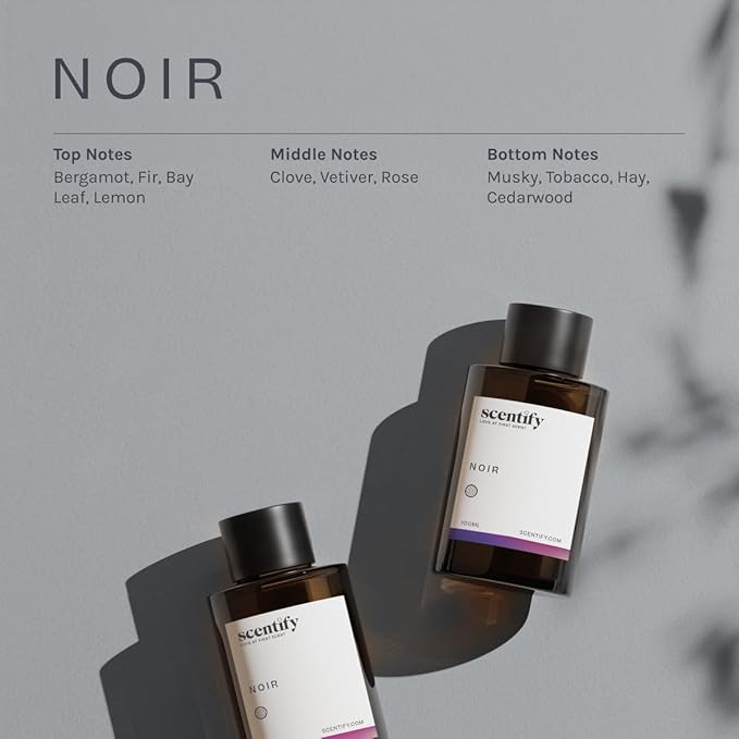 Scentify Noir Aroma Oil Refill Scent for Oil Diffusers – Bergamot, Lemon, Fig, Rose & Amber – Luxurious Relaxing Aromatherapy Diffuser Fragrance 100ml, 3.38 oz