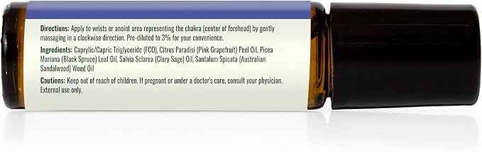 Plant Therapy Chakra 6 Clear Intuition Essential Oil Blend (Brow Chakra) Pre-Diluted Roll-On 10 mL (1/3 oz) 100% Pure